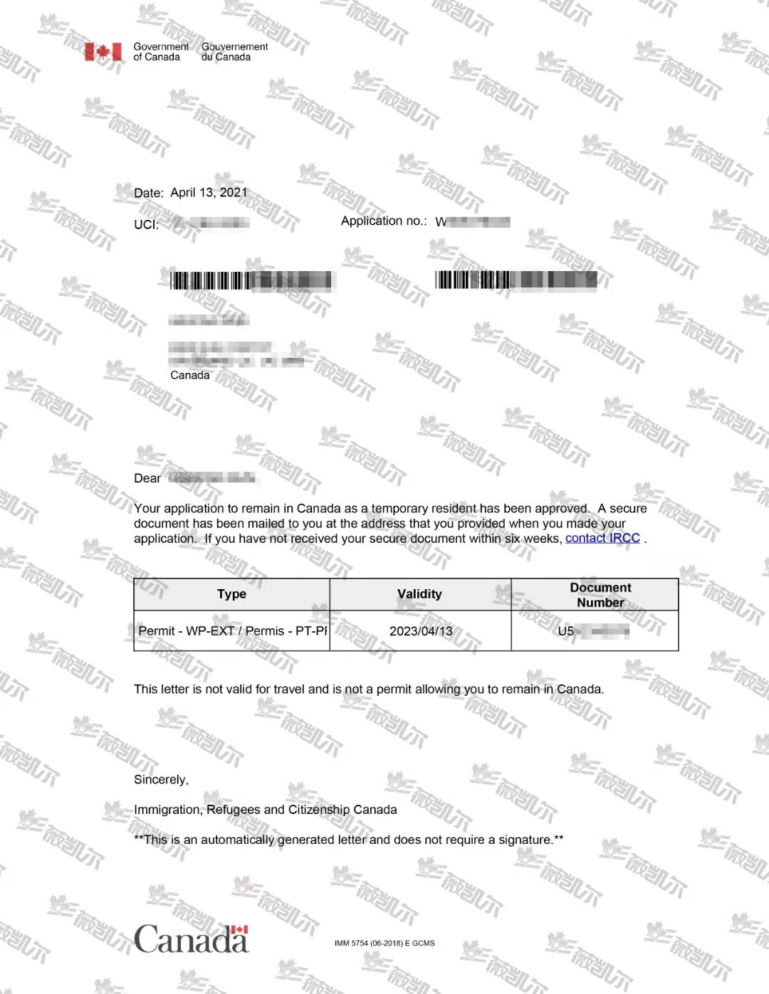恭喜陪读妈妈孙女士取得加拿大保姆移民工作许可！
